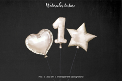 Watercolor beige balloon numbers clipart. -9 balloon digits Product Image 4