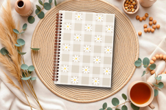Beige daisy gingham seamless pattern png Digital paper png Product Image 6