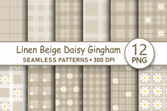 Beige daisy gingham seamless pattern png Digital paper png Product Image 1