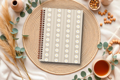 Beige daisy seamless pattern png Daisy stripes digital paper Product Image 4