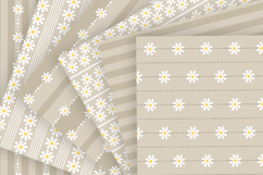 Beige daisy seamless pattern png Daisy stripes digital paper Product Image 2