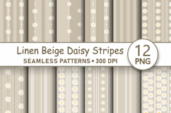 Beige daisy seamless pattern png Daisy stripes digital paper Product Image 1