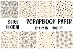 Beige Floral Wedding Scrapbook Paper, 8 Wedding Papers Product Image 1