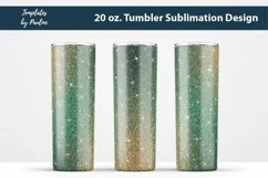 Beige Green Glitter Sublimation Design for 20 oz Skinny Tumbler