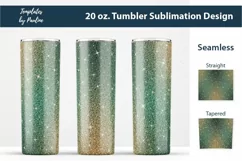 Beige Green Glitter Sublimation Wrap for 20 oz Skinny Tumbler
