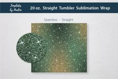 Beige Green Glitter Sublimation Wrap for 20 oz straight Skinny Tumbler