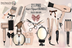 Beige Hair Clipart Bundle PNG Beauty Tools Set Clipart PNG Product Image 1