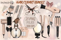 Beige Hair Clipart Bundle PNG Beauty Tools Set Clipart PNG Product Image 1