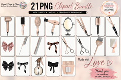 Beige Hair Clipart Bundle PNG Beauty Tools Set Clipart PNG Product Image 2