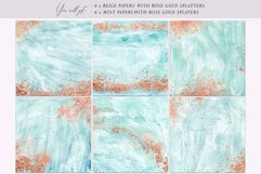 Beige &amp; Mint Paint Textures with Rose Gold - JPG Product Image 4