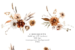 beige brown fall floral clipart watercolor neutral flowers png bouquets autumn