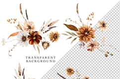 beige brown fall floral clipart watercolor neutral flowers png bouquets autumn