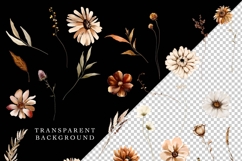 beige brown fall floral clipart watercolor neutral flowers png bouquets autumn