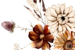 beige brown fall floral clipart watercolor neutral flowers png bouquets autumn