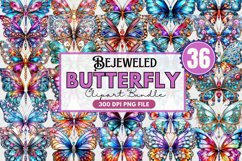 Bejeweled Butterfly Watercolor Sublimation Clipart Product Image 1
