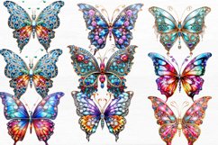 Bejeweled Butterfly Watercolor Sublimation Clipart Product Image 8