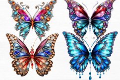 Bejeweled Butterfly Watercolor Sublimation Clipart Product Image 2