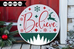 Believe - Christmas Round Sign SVG Design Product Image 1