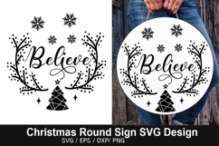 Christmas Round Sign Design - Christmas Door Sign Product Image 3