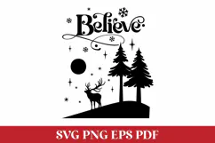 Believe Christmas SVG Quote with Winter Scene Product Image 2