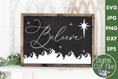 Believe Star Christian Christmas Farmhouse Sign Svg Product Image 1