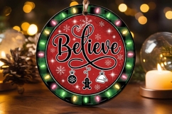Believe Christmas Lights Plaid Ornament Product Image 2