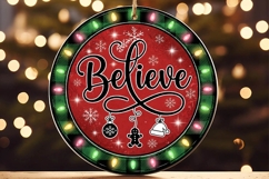 Believe Christmas Lights Plaid Ornament Product Image 3