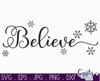 Believe Snowflakes Christmas Farmhouse Sign Svg Product Image 2