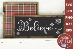 Believe Snowflakes Christmas Farmhouse Sign Svg Product Image 1