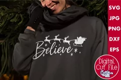 Believe Santa And Reindeer Christmas Svg Design For Shirts Product Image 1