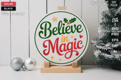 Believe In Magic SVG | Christmas Round Sign SVG | Xmas SVG Product Image 1