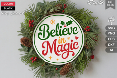 Believe In Magic SVG | Christmas Round Sign SVG | Xmas SVG Product Image 2