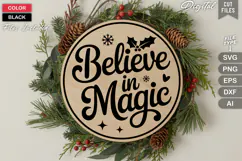 Believe In Magic SVG | Christmas Round Sign SVG | Xmas SVG Product Image 3