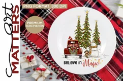 Believe in Magic! Snowman Dog Trees - 300 DPI - Hand Painted Product Image 1