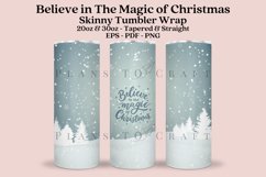 believe in the christmas magic skinny tumbler sublimation wrap with high resolution and transparant background are for 20oz and 30oz skinny tumbler