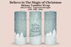 believe in the christmas magic skinny tumbler sublimation wrap with high resolution and transparant background are for 20oz and 30oz skinny tumbler