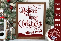 Believe In The Magic Santa Christmas Farmhouse Sign Svg Product Image 1