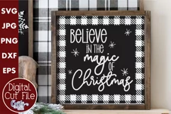 Believe In The Magic Buffalo Plaid Christmas Farmhouse Svg Product Image 1