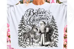 Believe in the Magic of Christmas PNG | Vintage Santa & Rein Product Image 2