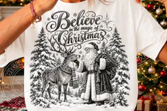 Believe in the Magic of Christmas PNG | Vintage Santa & Rein Product Image 3