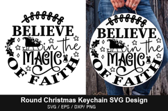 Round Christmas Keychain SVG Design - Believe in the magic Product Image 3