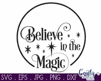 Believe In The Magic Christmas Round Sign Svg Product Image 2