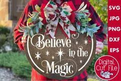Believe In The Magic Christmas Round Sign Svg Product Image 1