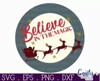 Round Retro Christmas Svg Sign, Believe In The Magic Product Image 2