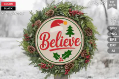 Believe SVG | Christmas Round Sign SVG | Xmas SVG Product Image 1