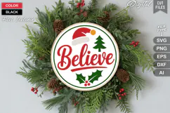 Believe SVG | Christmas Round Sign SVG | Xmas SVG Product Image 2