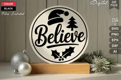 Believe SVG | Christmas Round Sign SVG | Xmas SVG Product Image 3