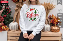 Believe SVG | Christmas Round Sign SVG | Xmas SVG Product Image 4