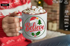 Believe SVG | Christmas Round Sign SVG | Xmas SVG Product Image 5