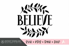 Believe SVG, Christmas Ornament SVG, Santa Claus SVG Product Image 1